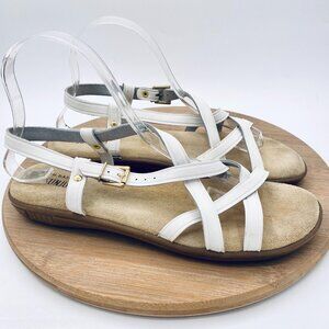 Vintage G.H. Bass Sunjuns Sandals Womens 11 N White Leather Peep Margie